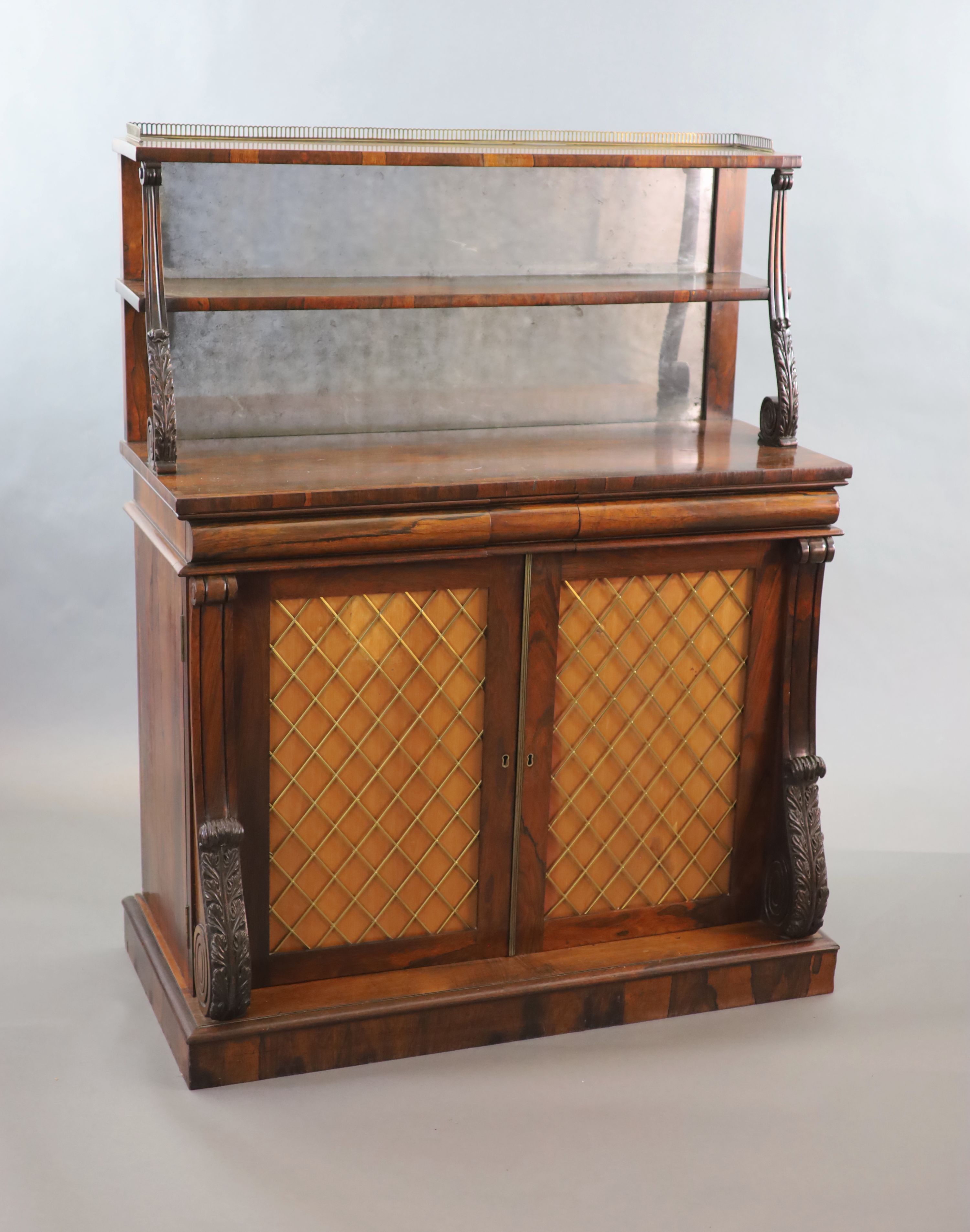 A Regency rosewood chiffonier, W.118cm D.59cm H.149cm